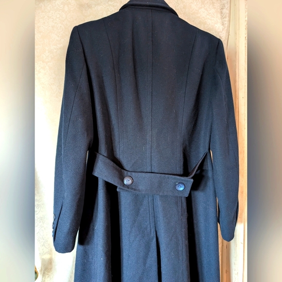Evan Picone Dark Blue Gray Wool Coat Red Lining. Vintage - Picture 10 of 13